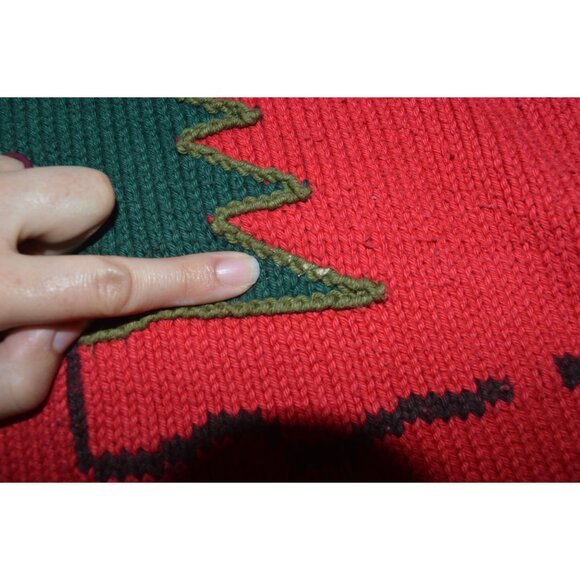 Vintage 90s Christmas Tree Holiday Knit Sweater Snowman Pin Womens Estimated M/L - Picture 7 of 9